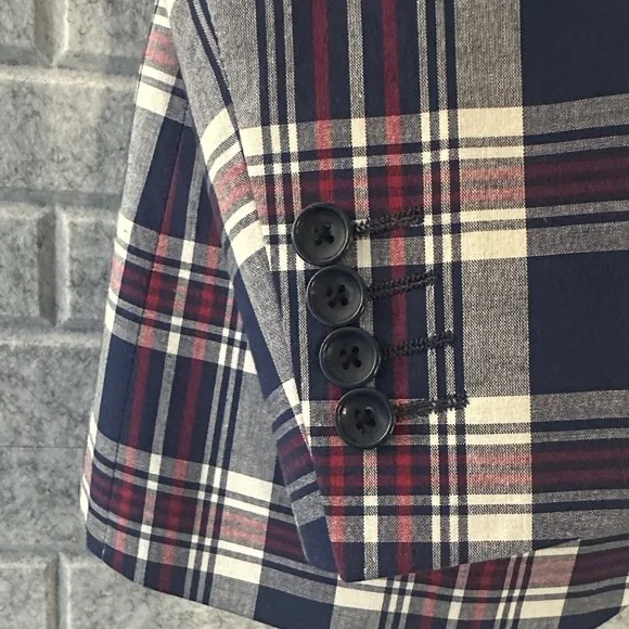 Paisley & Gray Dover Notch Jacket Navy and Red Plaid Blazer
